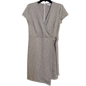 Bar III grey faux wrap sheath dress belted zipper size medium LBD Sexy mini!
